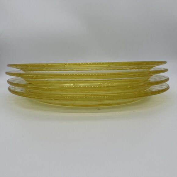 ANCHOR HOCKING CAMEO BALLERINA YELLOW 4PC 10.25”‎ GRILL PLATES 1930-34 EUC GORG! - Picture 8 of 11